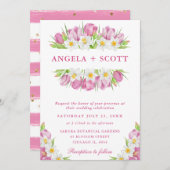 水彩チューリップとダッフォジル結婚ズ 招待状 (正面/裏面)