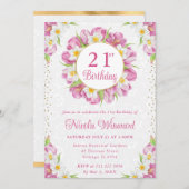 水彩チューリップとダフォジル誕生日 招待状 (正面/裏面)