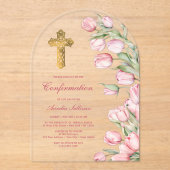 水彩チューリップアーチの確認 アクリル招待状 (正面)