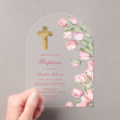 水彩チューリップアーチバプテスマ アクリル招待状 (インサイチュ (ポータブル))