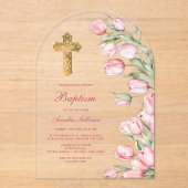 水彩チューリップアーチバプテスマ アクリル招待状 (正面)