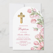 水彩チューリップアーチバプテスマ 招待状 (正面)