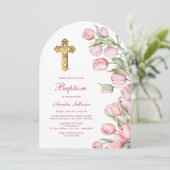 水彩チューリップアーチバプテスマ 招待状 (スタンド正面)