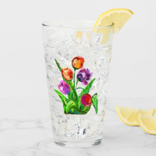 水彩チューリップグラス タンブラーグラス (アイス裏面)