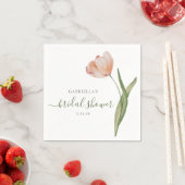 水彩チューリップグリーンブライダルシャワー スタンダードカクテルナプキン (インサイチュ)