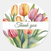 水彩チューリップサンキュー ラウンドシール (正面)