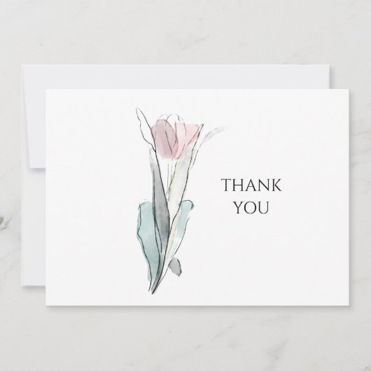 水彩チューリップシンプル葬儀IIありがとう サンキューカード (正面)