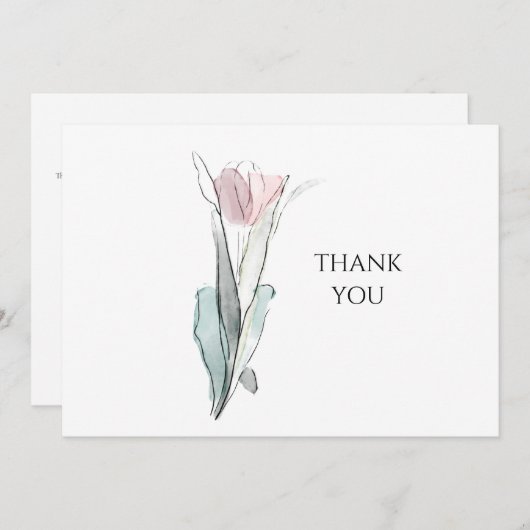 水彩チューリップシンプル葬儀IIありがとう サンキューカード (正面/裏面)