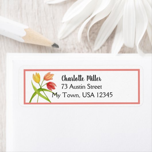 水彩チューリップス差出人住所 ラベル (インサイチュ)