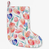 水彩チューリップパターンクリスマスストッキング スモールクリスマスストッキング (正面)