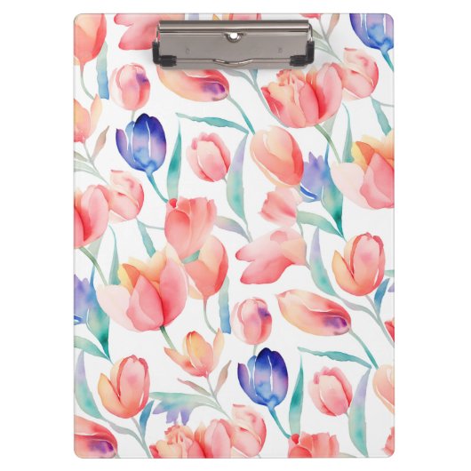 水彩チューリップパターンクリップボード クリップボード (正面)