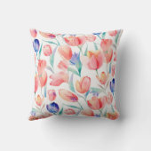 水彩チューリップパターンスクエア装飾用クッション クッション (裏面)