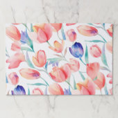 水彩チューリップパターン大きなティアウェイランチョンマット ペーパーパッド (正面)
