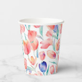 水彩チューリップパターン紙カップ 紙コップ (裏面)