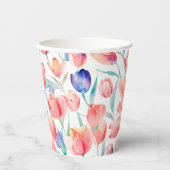 水彩チューリップパターン紙カップ 紙コップ (正面)