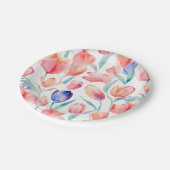 水彩チューリップパターン紙プレート ペーパープレート (アングル)