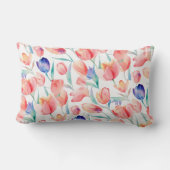 水彩チューリップパターン装飾用クッション ランバークッション (裏面)