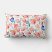 水彩チューリップパターン装飾用クッション ランバークッション (正面)