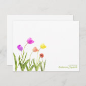 水彩チューリップパーソナライズされたフラットノートカード ポストカード (正面/裏面)