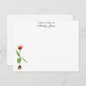 水彩チューリップパーソナライズされたフラット サンキューカード (正面/裏面)