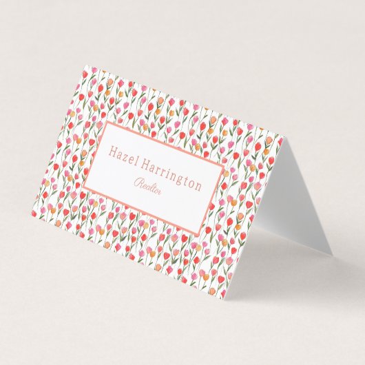 水彩チューリップビジネスカーパーソナライズされたド 名刺 (正面)