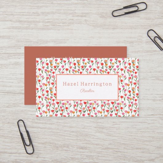 水彩チューリップビジネスカーパーソナライズされたド 名刺 (正面/裏面インサイチュ)