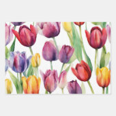 水彩チューリップフラワーズ大事な行事 ラッピングペーパーシート (正面3)