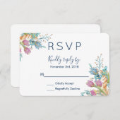 水彩チューリップフローラブーケRSVP 出欠カード (正面/裏面)