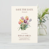 水彩チューリップフローラ素朴結婚式招待状 招待状 (スタンド正面)