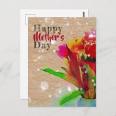 水彩チューリップブーケハッピーマザーズデイ ポストカード (正面/裏面)