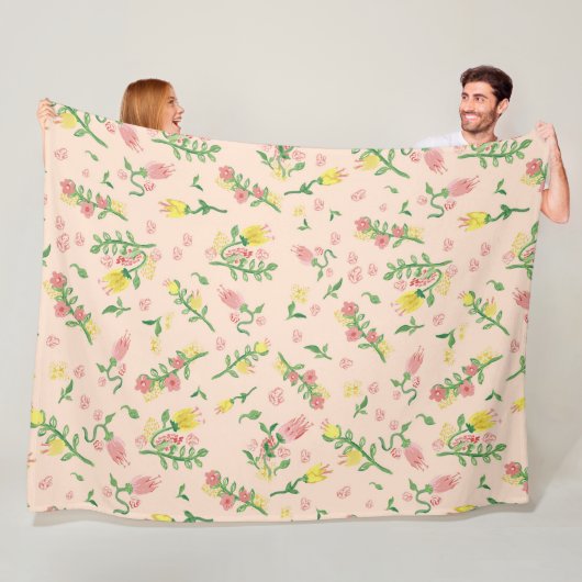 水彩チューリップラージブランケット フリースブランケット (インサイチュ)