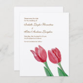 水彩チューリップ日付のカードを結婚保存 セーブザデート (正面/裏面)