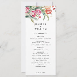 水彩チューリップ春の結婚式プログラム 招待状