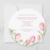 水彩チューリップ最初のコミュニオンラウンド 招待状 (裏面)