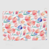 水彩チューリップ模様ゴルフタオル ゴルフタオル (横)