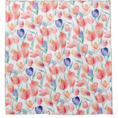 水彩チューリップ模様シャワーカーテン シャワーカーテン (正面)