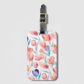 水彩チューリップ模様ラゲッジタグ ラゲッジタグ (正面縦)