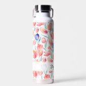水彩チューリップ模様個人用ウォーターボトル ウォーターボトル (正面)