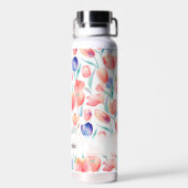 水彩チューリップ模様個人用ウォーターボトル ウォーターボトル (背面)