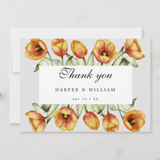 水彩チューリップ結婚ズ サンキューカード (正面)