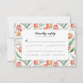 水彩チューリップ結婚式の出欠 出欠カード