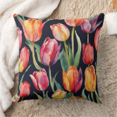 水彩チューリップ花 クッション (ブランケット)