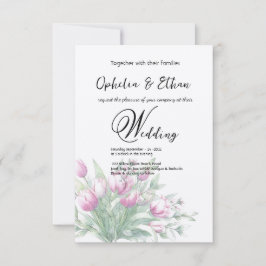 水彩チューリップ、結婚式招待状 招待状