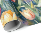 水彩チューリップ（鮮明） ラッピングペーパー (ロールコーナー)