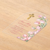 水彩チューリップArch First Communion アクリル招待状 (レイダウン)