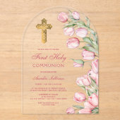 水彩チューリップArch First Communion アクリル招待状 (正面)