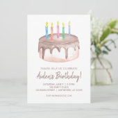 水彩チョコレートお誕生日ケーキパーティー 招待状 (スタンド正面)