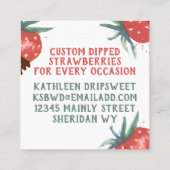 水彩チョコレートで覆われたイチゴの菓子 スクエア名刺 (裏面)