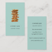 水彩チョコレートクッキーショップティール(緑がかった色) 名刺 (正面/裏面)