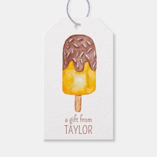 水彩チョコレートファッジポップシクルギフトラベル ギフトタグ (正面)